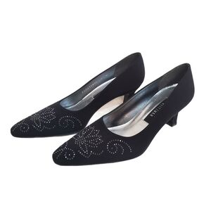 Stuart Weitzman Black Rhinestone Low Heels